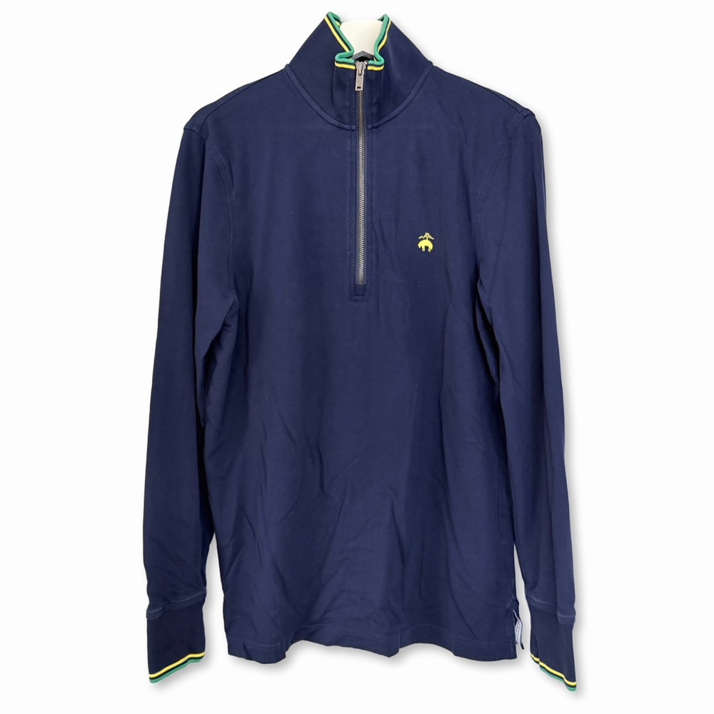 Brooks Brothers Navy Performance Quarter Zip Polo Medium